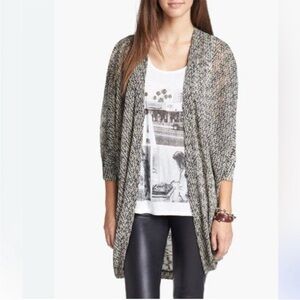 Nordstrom Painted Threads Black and Gray Open-Front Sweater